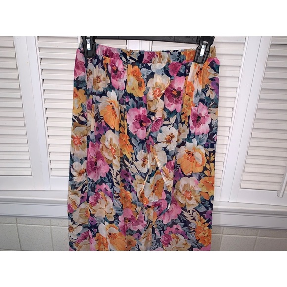 Forever 21 Raspberry Orange Floral High Low Skirt - Picture 2 of 5